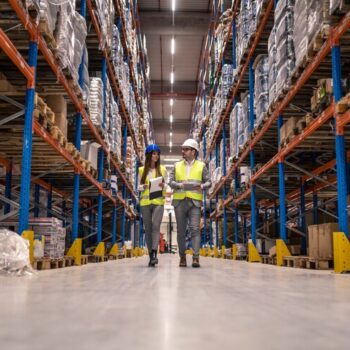 L'espace entre les racks et les rayonnages pour la circulation des chariots élévateurs et des personnes